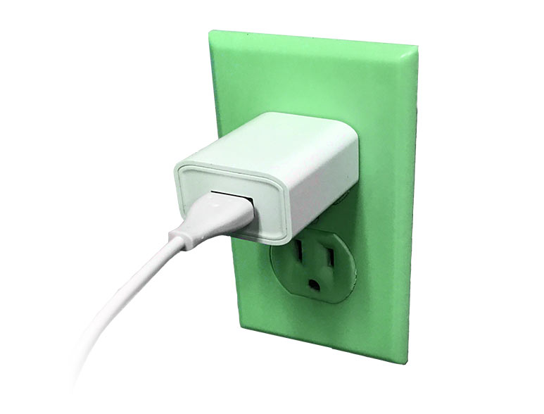 USB power adaptor plugged into power